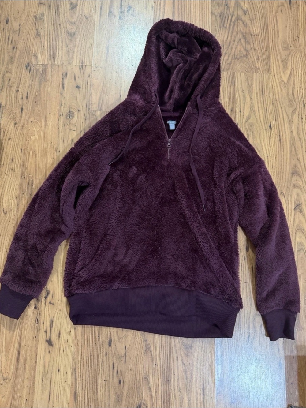 Aerie Plum Purple Fluffy Sherpa Fleece Pullover Hoodie Sweatshirt Size Small